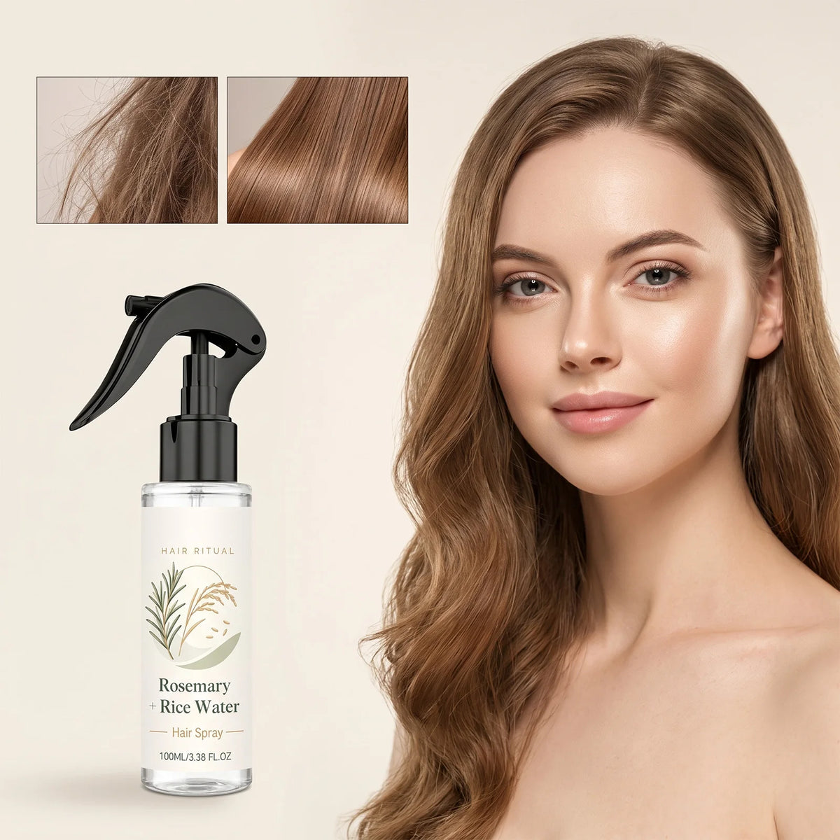 Volumizing Hair Styling Spray Long Lasting Hold Volumizing Texture Enhanced Hair Glossy Setting Spray With Rosemary &Rice Water