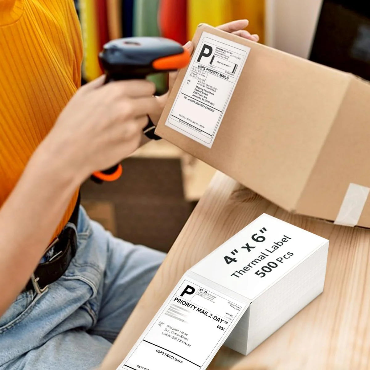 4x6 Inch Direct Thermal Labels 100/200/500 Sheets Self-Adhesive Thermal Shipping Label Paper For Business DHL Express Waybill
