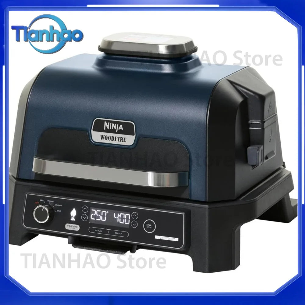Ninja Woodfire ProXL 4-in-1 Outdoor Grill and Smoker for Electric Air Fryer Bake BBQ Grilling System for Camping Parties