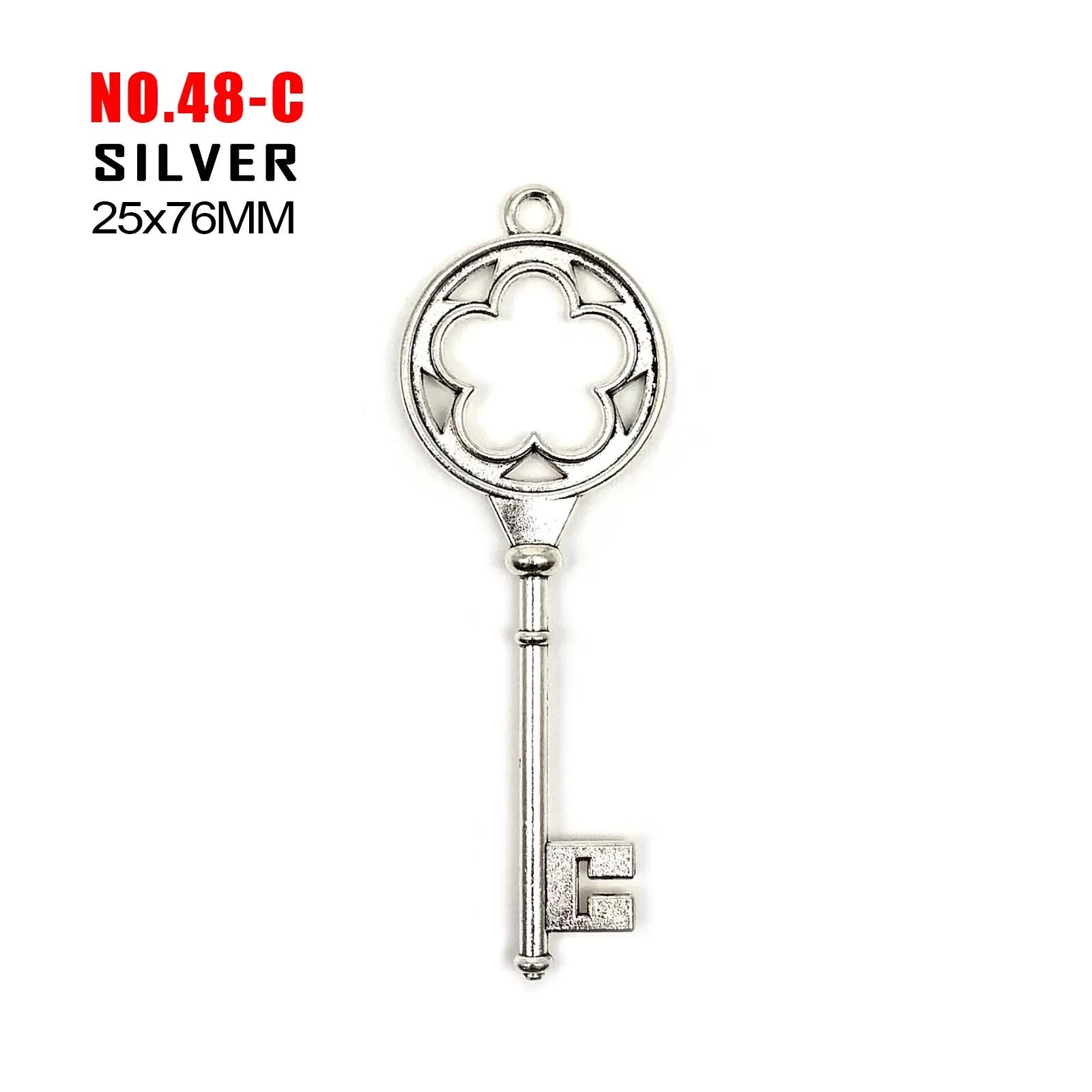 10pcs Old Looking Old-fashioned Decorative Vintage Key Steampunk Charms Pendant Jewelry Making Antique Brass Bronze Silver