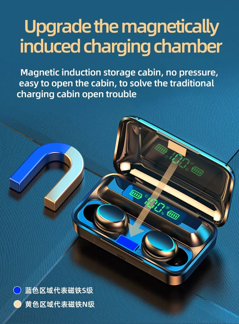 Wireless Bluetooth Headphones 3D Stereo Sports Earphones Handfree Touch Control TWS Noise Reduction Earbuds Waterproof Headset