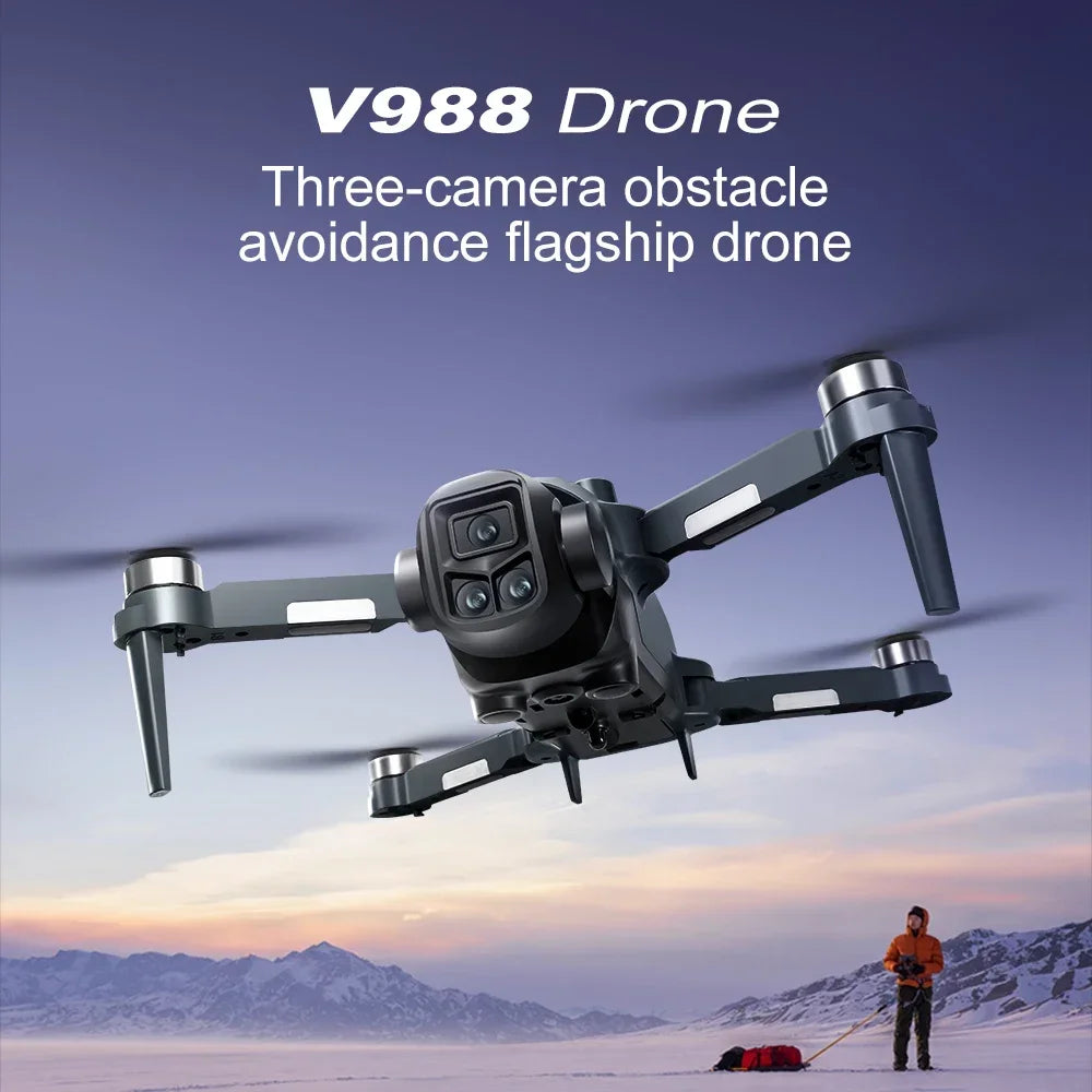 Original V988 Drone 8K HD Dual Camera Professional 5G WIFI FPV Remote control with large screen Foldable Quadcopter RC DronPlusX