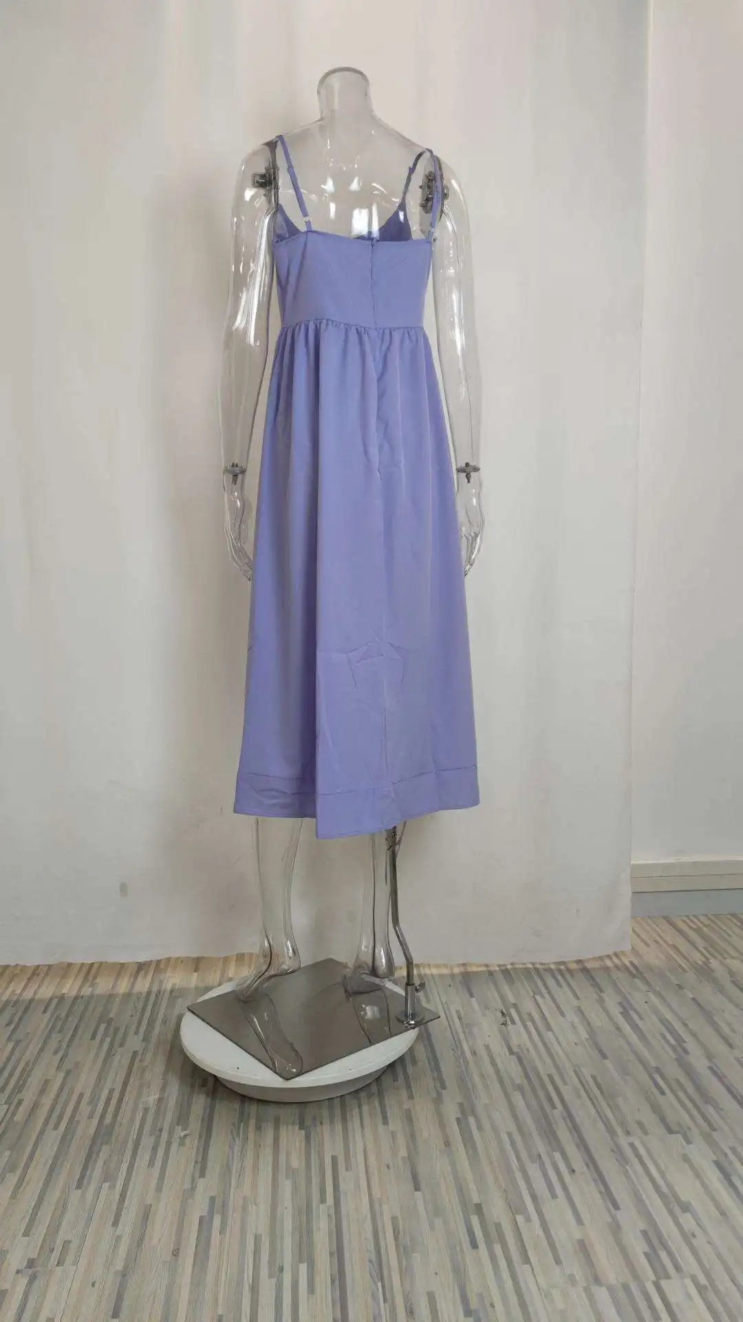 Summer Fashion Casual Sexy Big Skirt Pure Color Strapless Dress Women's mid Waist A-Line Skirt Polyester Fabric No Sleeve