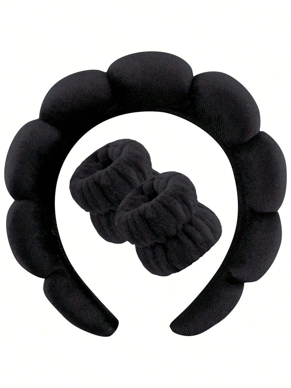 Soft and Comfortable - Face Wash, Makeup Women's Hair Accessories Luxury Fiber Spa Headband and Wristband 3 Piece Set