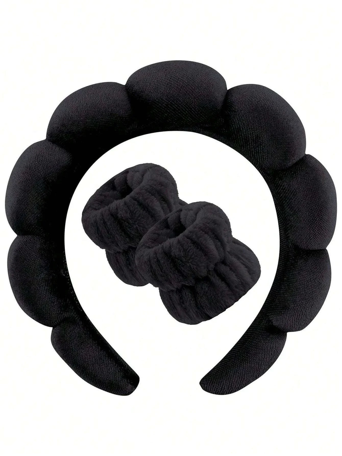 Soft and Comfortable - Face Wash, Makeup Women's Hair Accessories Luxury Fiber Spa Headband and Wristband 3 Piece Set