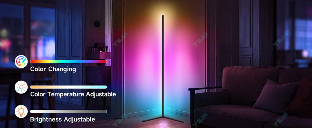 Reinforced Lamp Body 165cm Smart RGB LED Floor Lamp With Sunset Lamp APP Control Music Sync Color Change Standing Mood Light