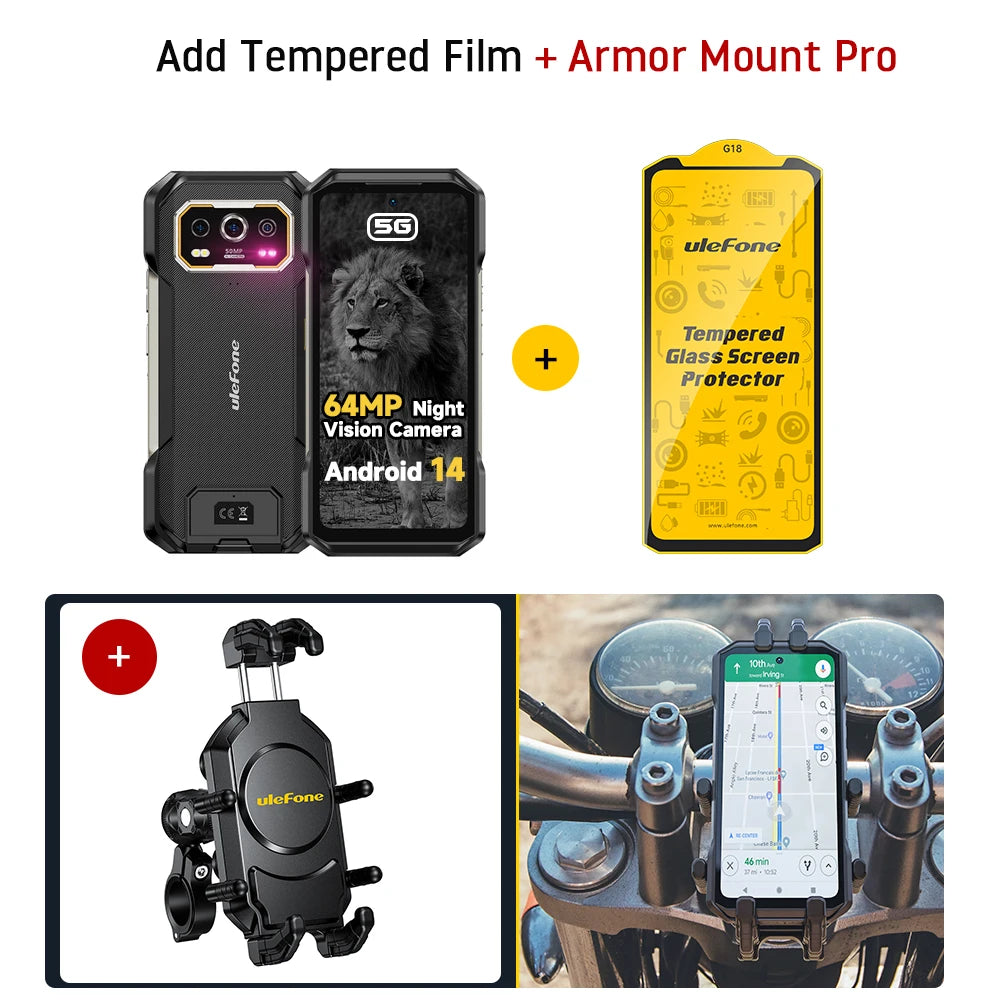 Ulefone Armor 27 Pro 5G 10600mAh Smartphone 50MP Camera 64MP Night Android 14 Rugged Phone Up to 24GB+256GB NFC Waterproof Phone