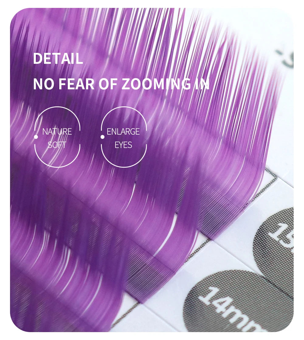 Colored Lashes Eyelash Extensions C/D/L/LU(M) Curl Mix 8-15mm Natural Soft Individual Green/Blue/Brown/Purple/Pink Eyelashes