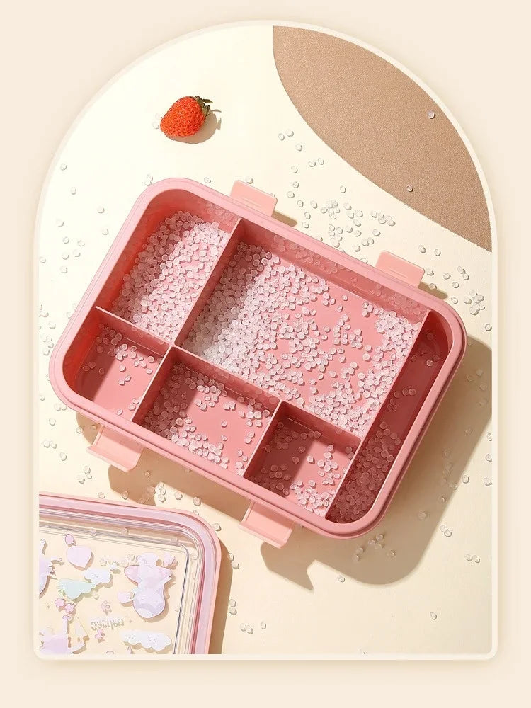 1500ML Cartoon Lunch Box Portable Rectangular Kids Students Office Benton Box Leakproof Food Container Microwave Oven Tableware