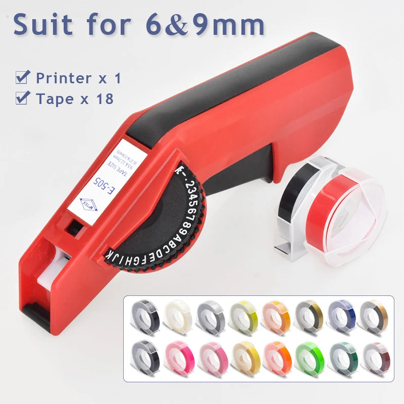 Original Motex E5500 E-505 Manual Label Maker e-5500 Suit For 6/9mm DYMO 3D Embossed Tape Can Replace 1610 12965 1880