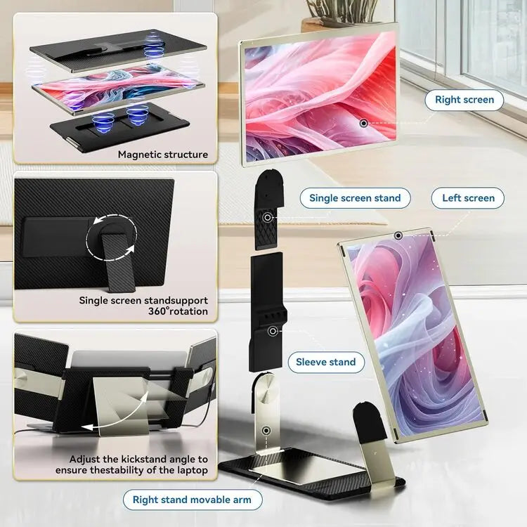 2025 OEM Portable DIY Laptop Monitor 15.6 Inch 1080P 360° Rotation Plug Play Detachable Triple Monitor Extender