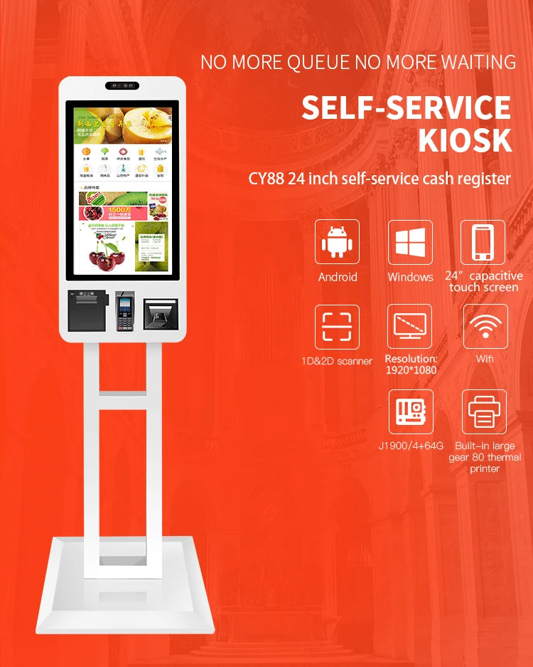 POS System Self-Service Payment Kiosk Wall Mount Hanging Food Ordering Kiosk Floor Stand Kiosk Advertising Equipment For