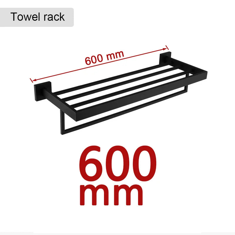 Matte Black Bathroom Hardware 304 Stainless Steel Towel Rack Toilet Paper Holder Liquid Soap Holder Towel Bar Toilet Accessories