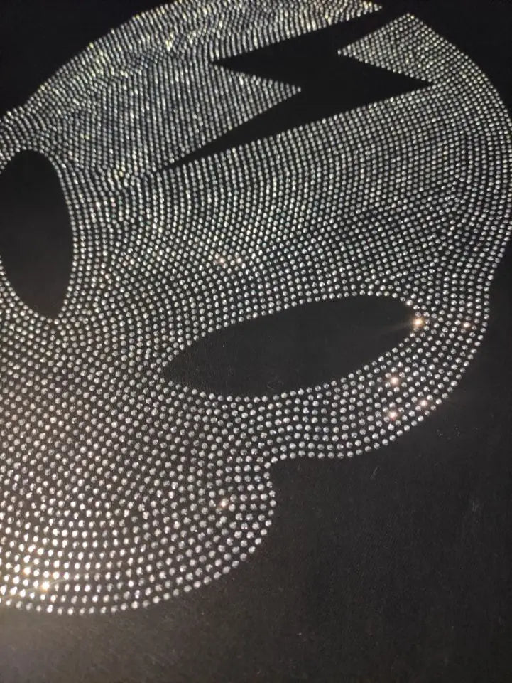 2025 Summer New Luxury Men's Fashion Skull Design Rhinestones T-Shirt Pure Cotton Crew-Neck Casual High Quality
