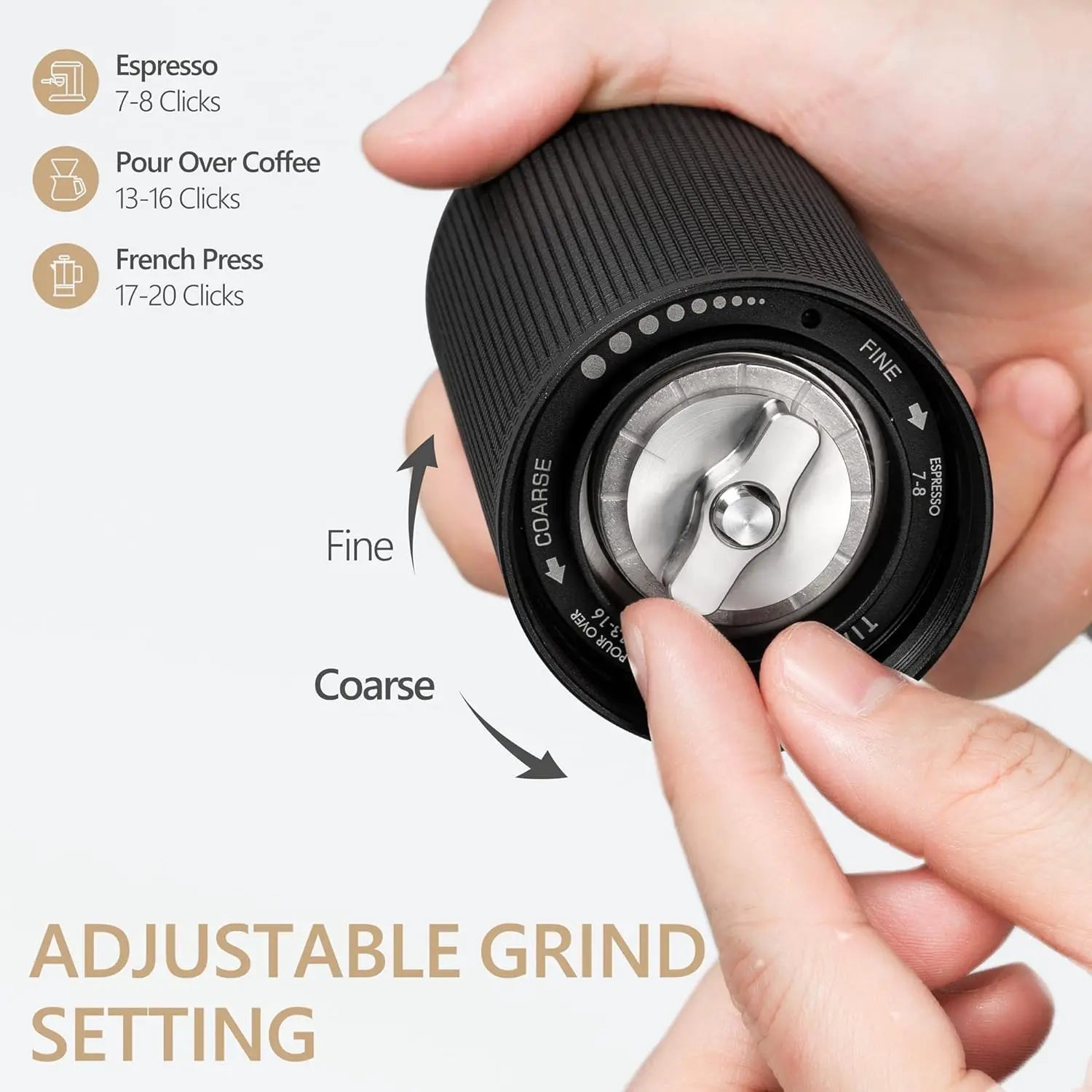 TIMEMORE C3S/C3 ESP Manual Coffee Grinder All-Metal Body with S2C Conical Burr for Espresso/French Press Portable Hand Grinder