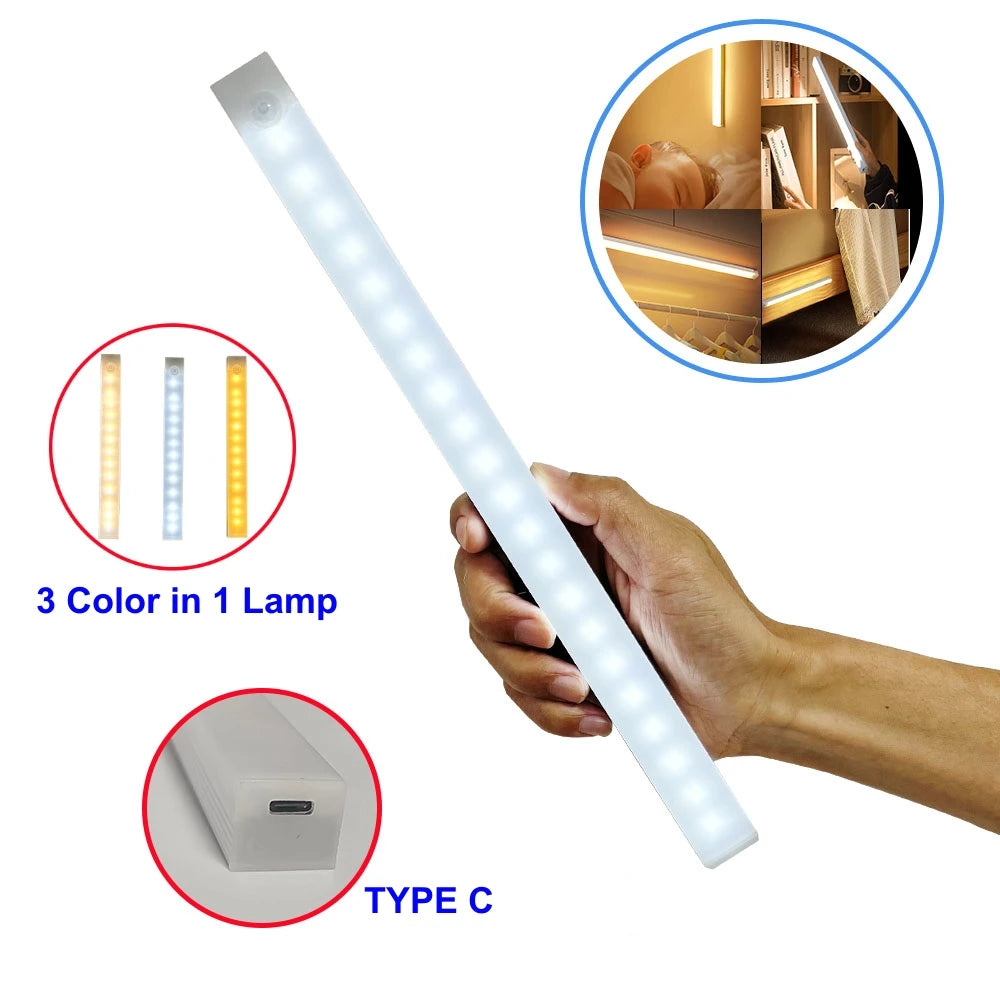 LED Motion Sensor Light Night Light Wireless USB Under Cabinet Light For Kitchen Cabinet Bedroom Wardrobe Sensor Indoor Lighting