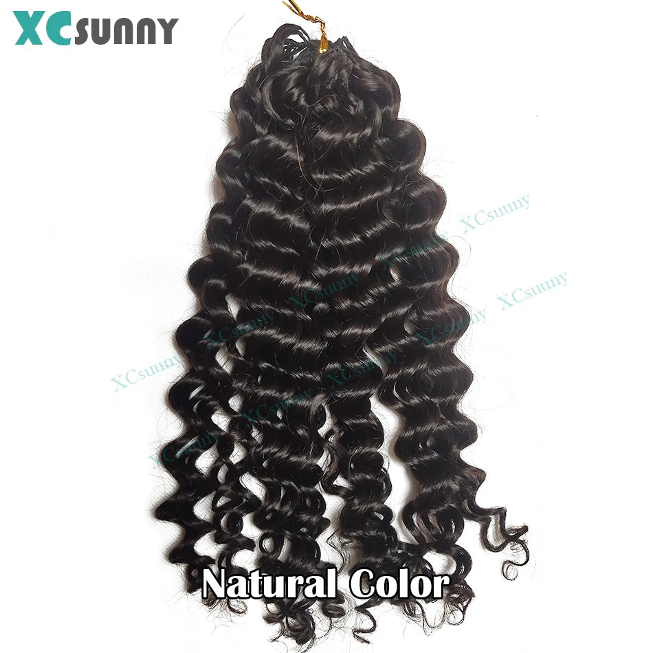 Water Wave Crochet Human Hair Curly Invisible Knotless Crochet Human Hair Extensions With String In The Middle Pre Separated