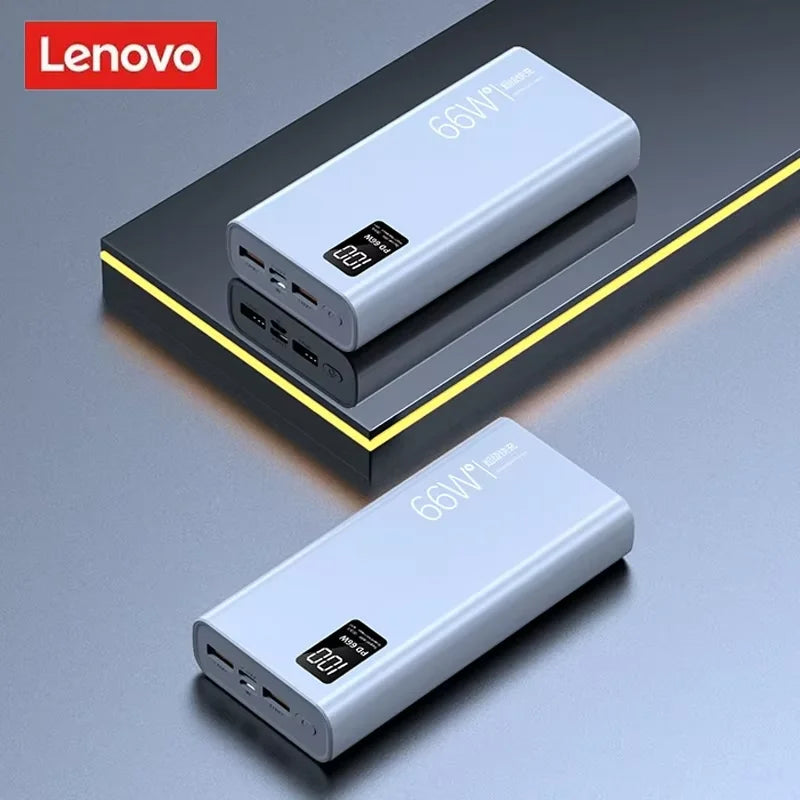 Lenovo 66W Super Fast Charging Power Bank 20000mAh High Capacity Bidirectional Quick Charge Digital Display Mobile Power Source
