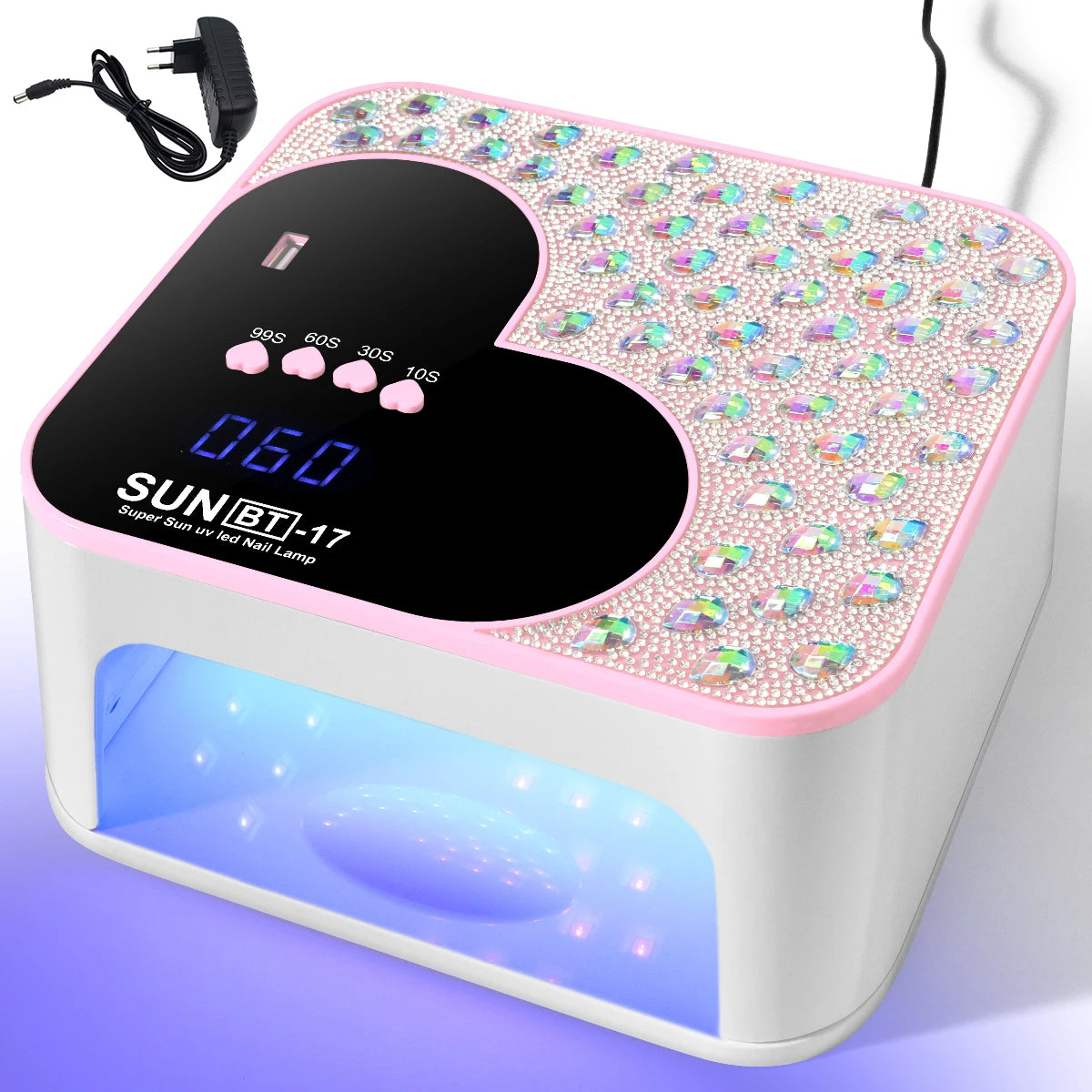 3D Diamond UV LED Nail Lamp For Fast Drying Gel Nail Phototherapy Heart Shape Machine 45 LEDs Manicure Salon Tool Equipment