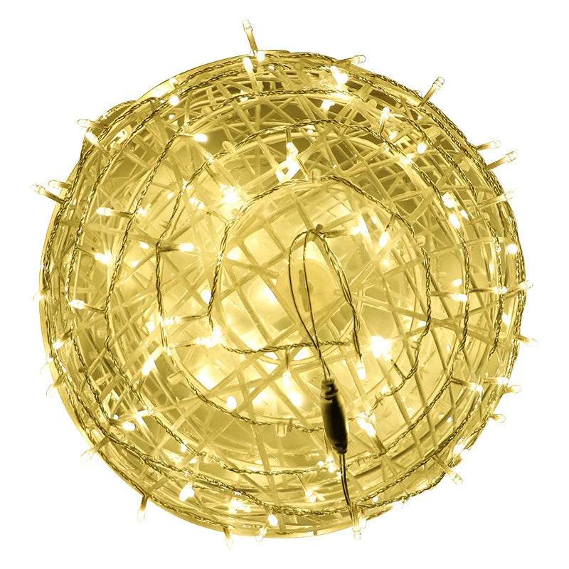 LED Light Christmas Festoon Rattan Ball Outdoor Hanging Fairy String for Yard Garden Tree Pendant Decoration