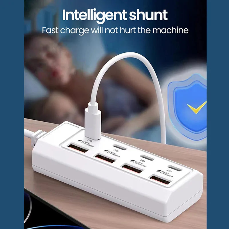 25W Multi Ports USB Type C Charger Wall Charger USB Fast Charging Travel Socket Universal Phone Adapter