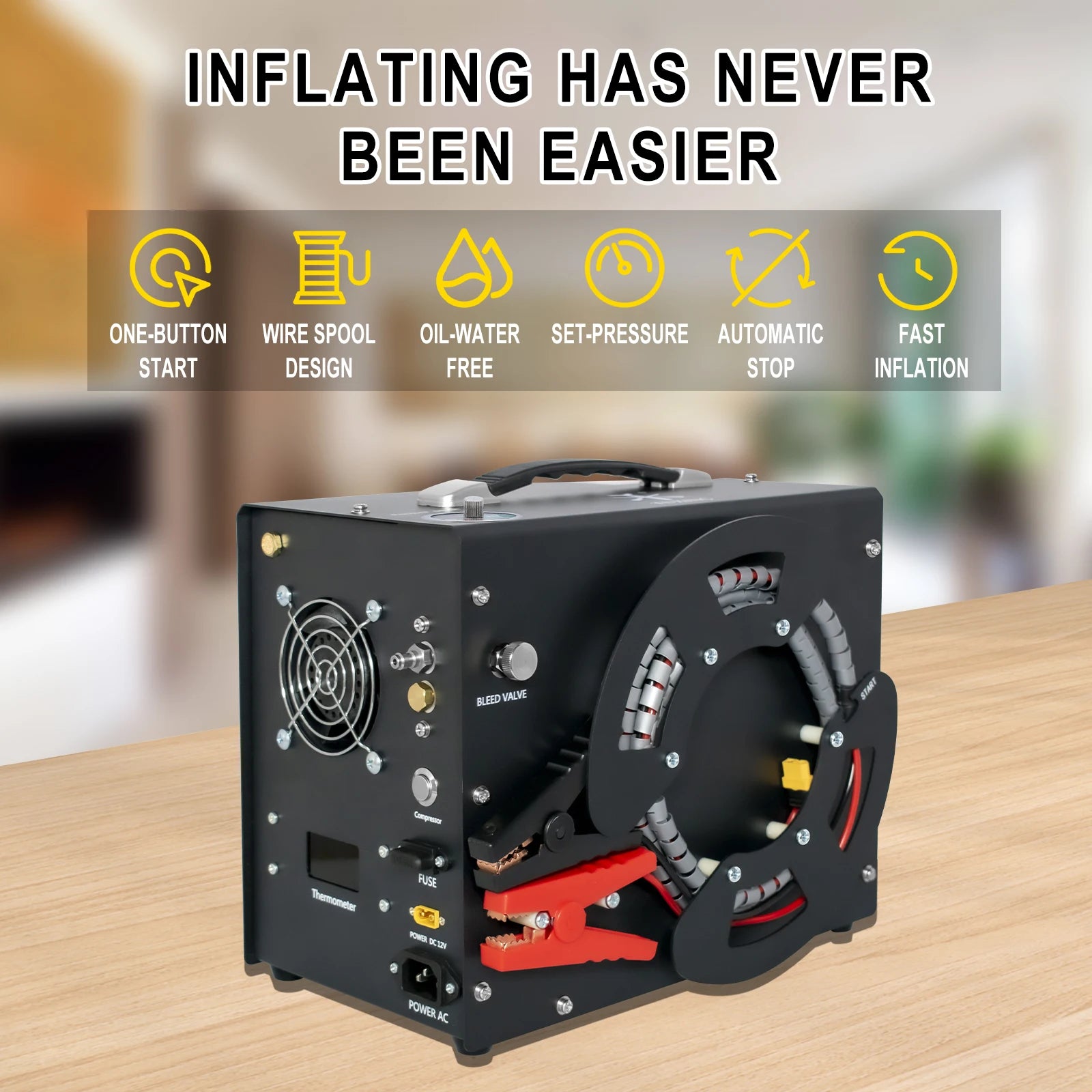 TUXING TXES062 4500Psi Portable PCP Air Compressor 300Bar High Pressure Auto-stop Compressor with 12v car power supply for Rifle