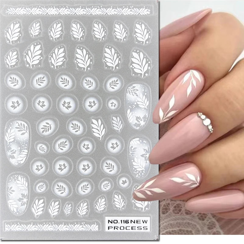 3d Nail Art Ultrathin Decals Blue Pink Blossom Florals Flowers Leaves Nail Stickers Decoration For Nail Tips Beauty