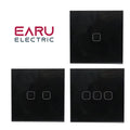 EU Standard Crystal Glass Panel Touch Light Switch | AC100-240V 10A | Wall LED Power Switch 1/2/3 Gang 1 Way White Black Golden