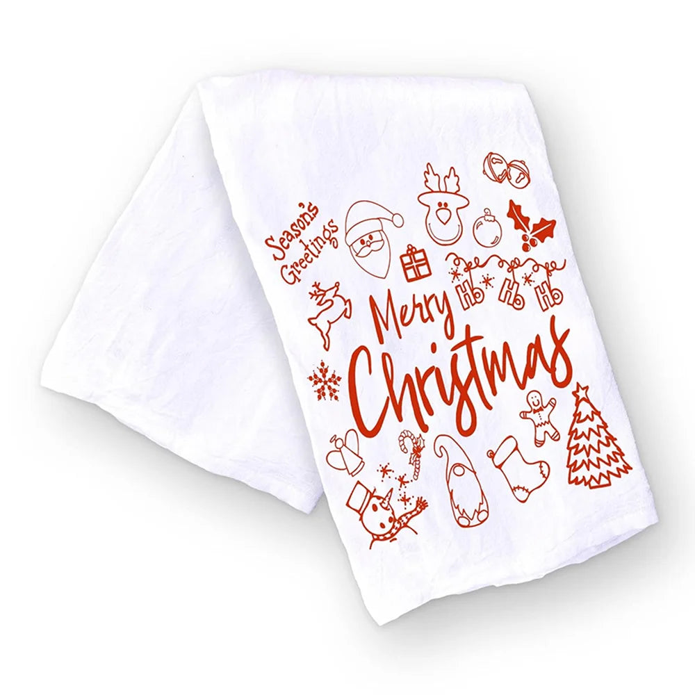 Christmas Kitchen Towel Christmas Dishwashing Hand Towel Seasons Greetings Housewarming Hostess Gift Christmas Winter Home Decor