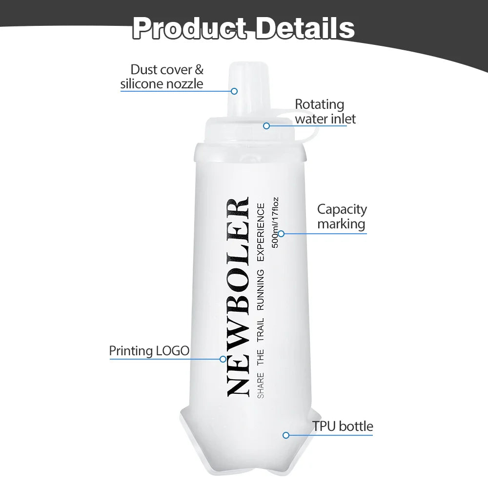 NEWBOLER Sports Water Bottles BPA-Free Collapsible Soft Flask Running Camping Hiking Hydro Flask Soft Water Bottle for Hydration