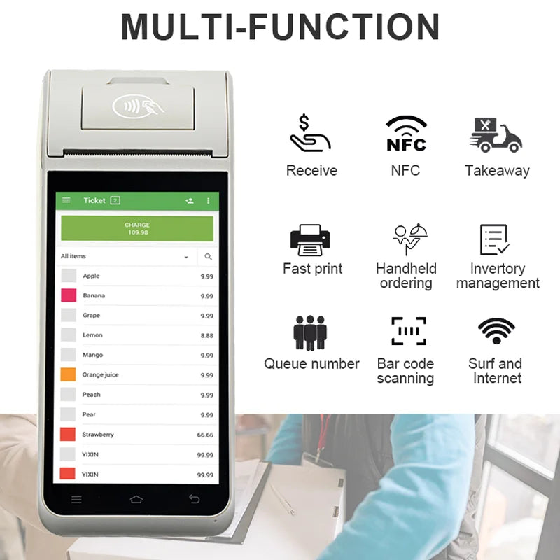Android 14/13/11 Handheld Terminal POS Printer Portable 58mm Thermal Receipt Printer 4G NFC Ticket Bill POS PDA Impressora