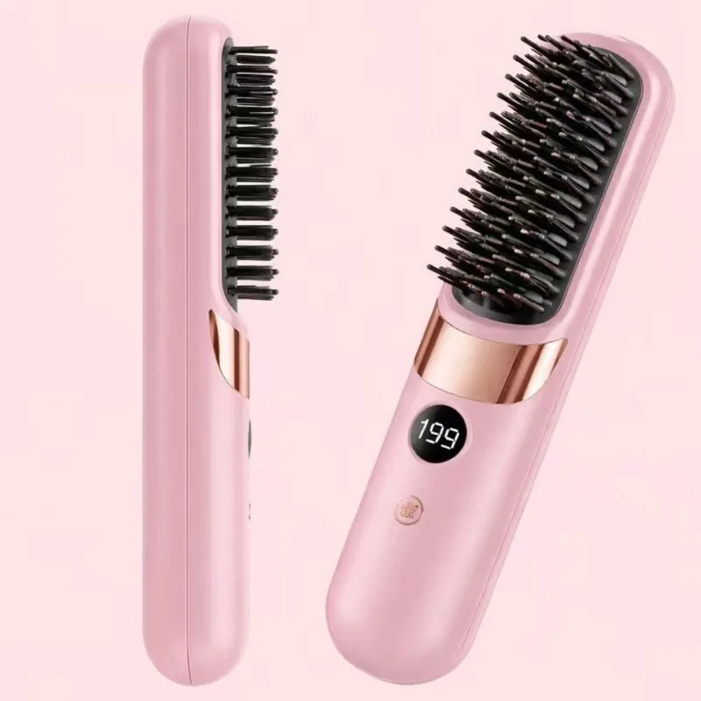 Plastic Material Hair Straightening Comb 4-Speed Temperature Adjustment Multifunctional Design Straightening And Curling Tool