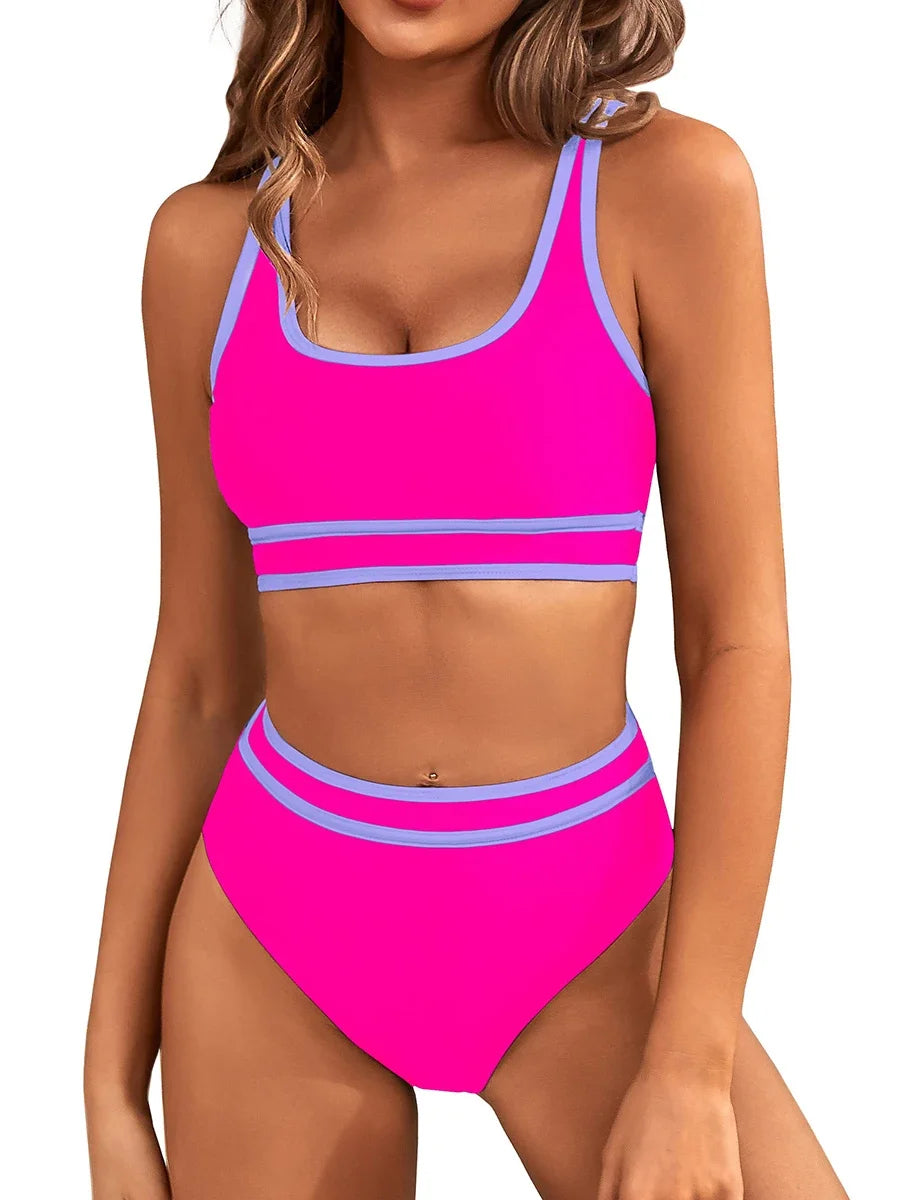 Female Bikini 2026 Women Swimwear High Waisted Bikinis Sets Sexy Sporty Two Piece Swimsuit Black High Cut Bathing Suit Beachwear