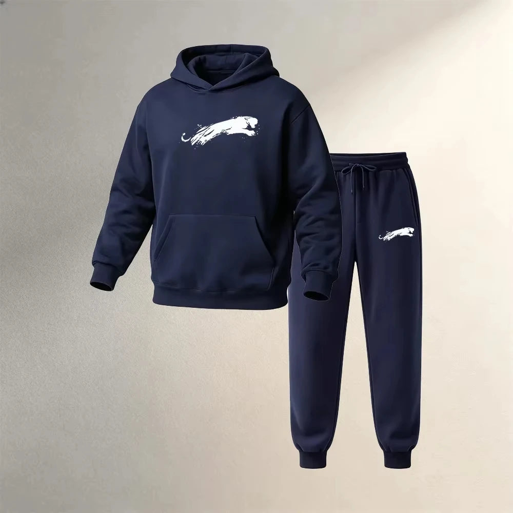 Men's Hoodies Sets 2 Pieces Pullover Autumn Winter Sports Casual Fashion Warm Clothing Drawstring Jogger Pants Male Street Suits