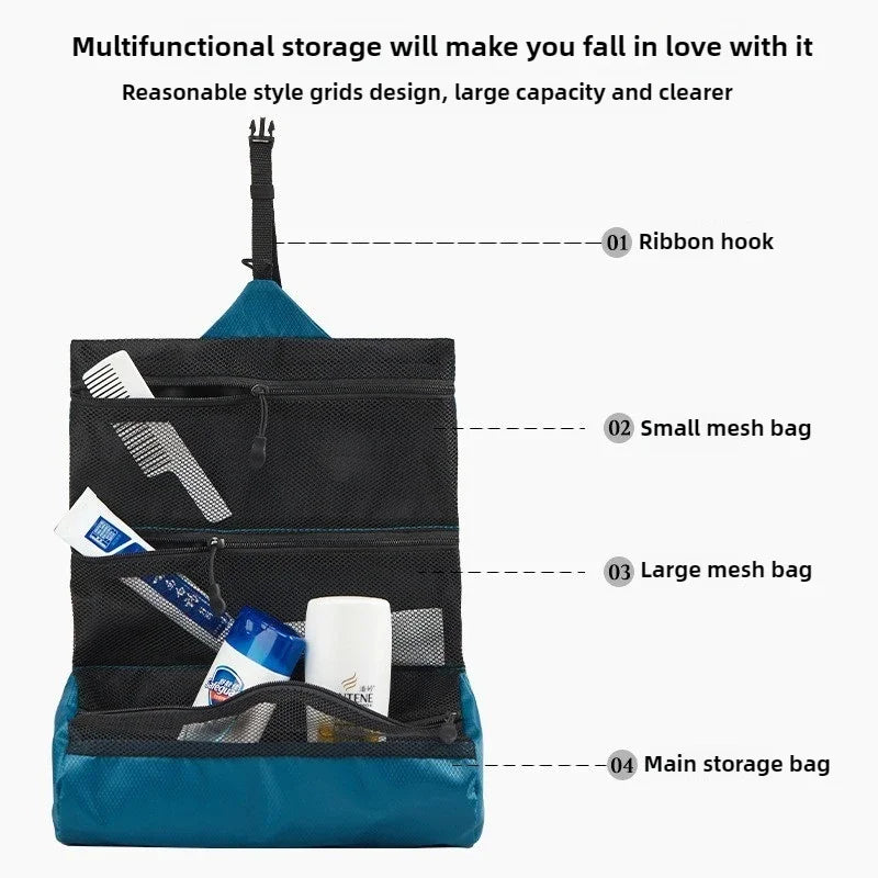 Multi-Functional Men's Travel Toiletry Bag: Compact Foldable Waterproof Organizer for Business Trip Camping Gear