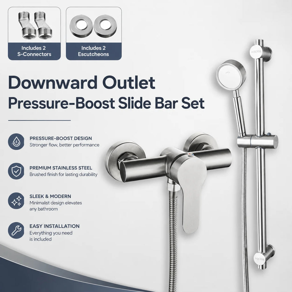 Stainless Steel Concealed Shower Mixer Valve Wall Mount Hot Cold Water Mixing Tap for Bathroom