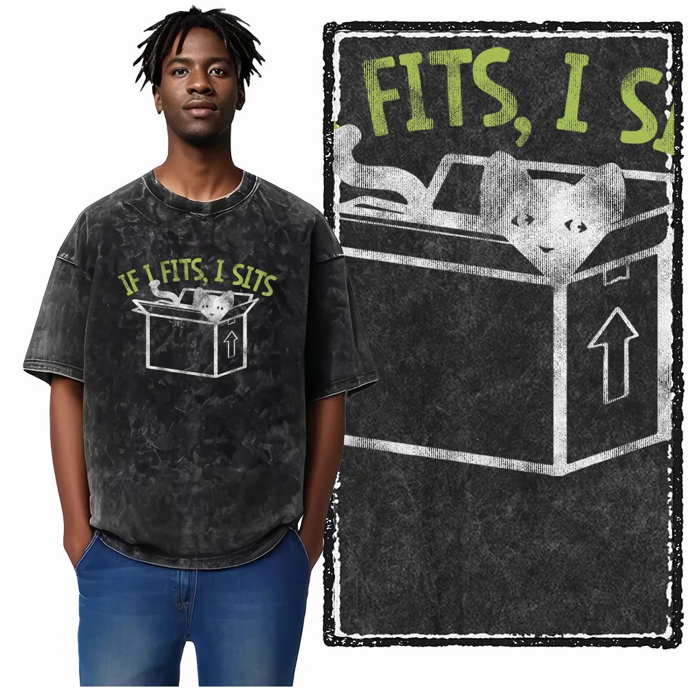 COOLMIND DB Cat Printed Cotton Acid Washed Exclusive Graphic Unisex T Shirt Cool Streetwear Men Tshirts Big Size Tee for Men