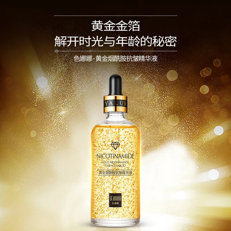 50/100ml Face Serum Nicotinamide Facial Essence Liquid 24K Pure Gold Anti-Aging Moisturizing Refreshing Skin Care