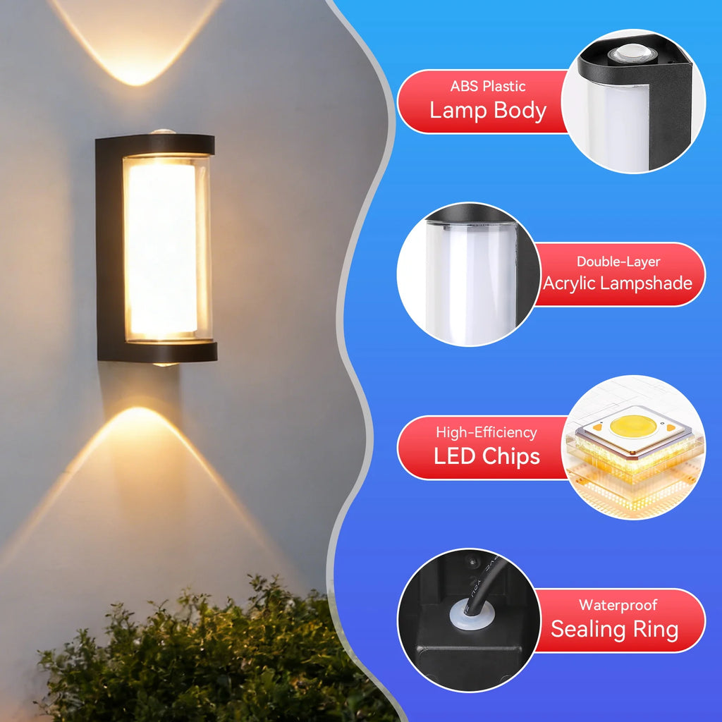 Waterproof Outdoor Indoor Wall Lamp LED Warm Light 12W AC85-265V IP65 Wall Sconce Lighting For Porch Courtyard Garden Decor