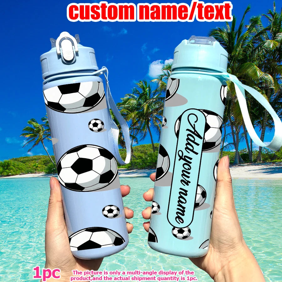1 customized 25-ounce football-themed water bottle with personalized name and leak-proof design. This sports cup is for family a