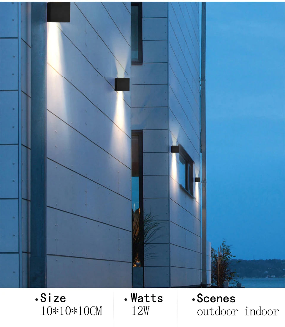 6W/12W LED Wall Light Outdoor Waterproof IP65 Porch Garden Wall Lamp & Indoor Bedroom Bedside Decoration Lighting Lamp Aluminum