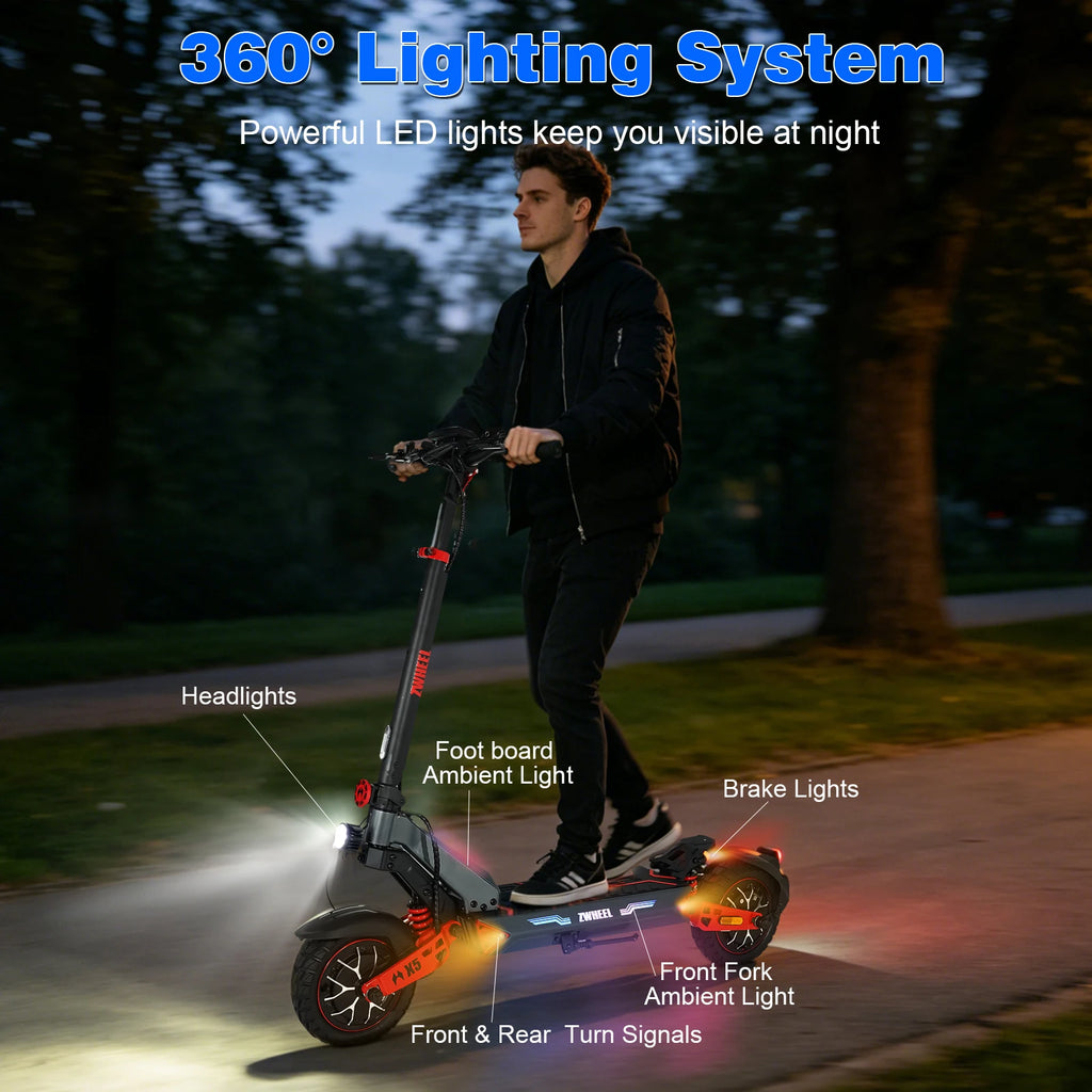 Electric Scooter Adults 2400W Dual Motor, 10" Off Road Tires, foldable, 48V 20Ah Battery, 45 Miles Long Range, Dual Disc Brake, US Stock