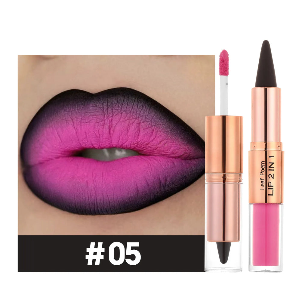 Tapered Gradient Lipliner Pen Black Brown Lip Gloss Matte Lip Liner Double Head Plumping Waterproof Lip Contour Non Stick Makeup