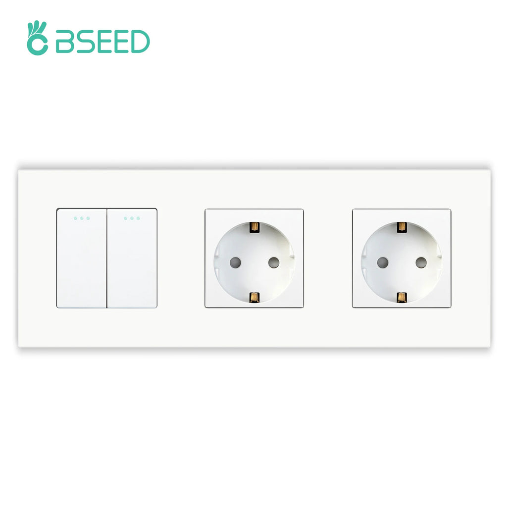 BSEED EU Wall Sockets Type-C USB Power Sockets Double Electric Sockets Triple Outlets Plastic Frame Germany Socket With Dual USB