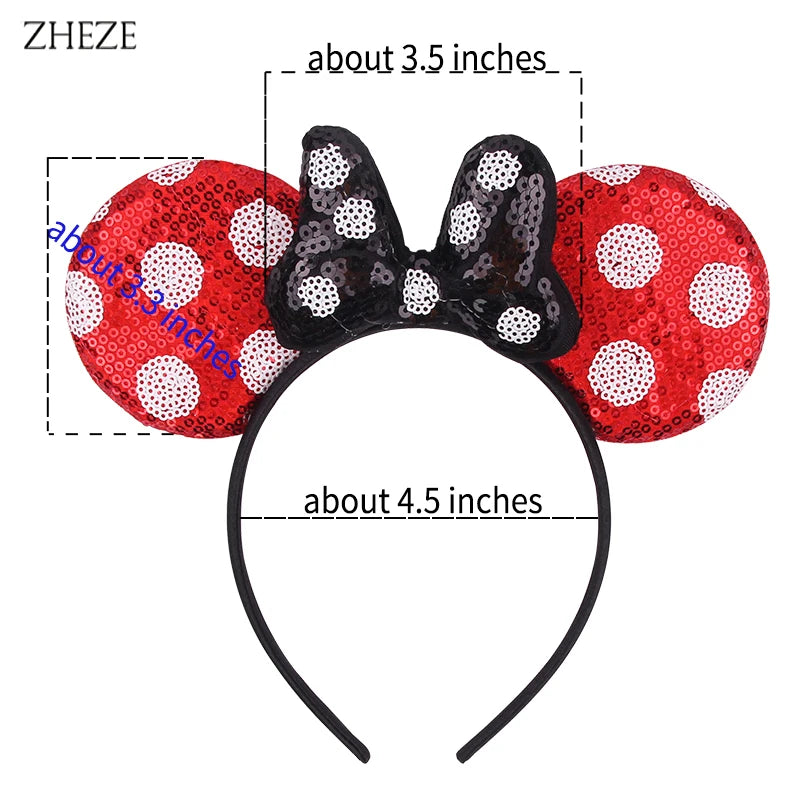 New Valentine's Day Mouse Ears Headband For Girls Women Sequins Love 5"Bow Hairbands Festival Party DIY Hair Accessories Femmes