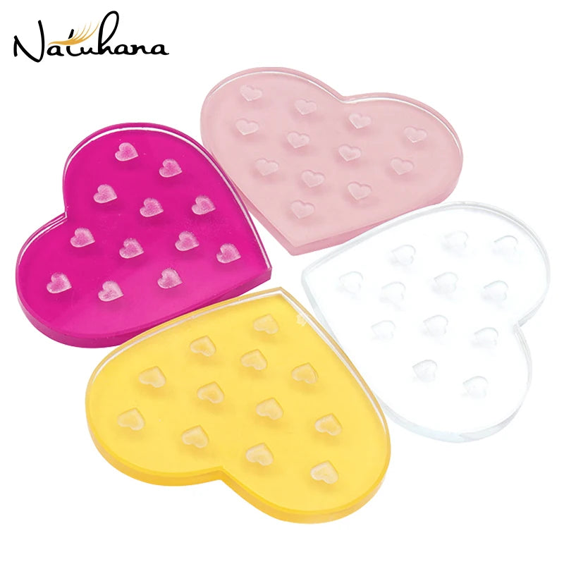 NATUHANA Color Heart Glass Gasket Eyelash Glue Stand Holder Pad Eyelashes Extension Adhesive Pallet Paste Glue Pad Makeup Tool