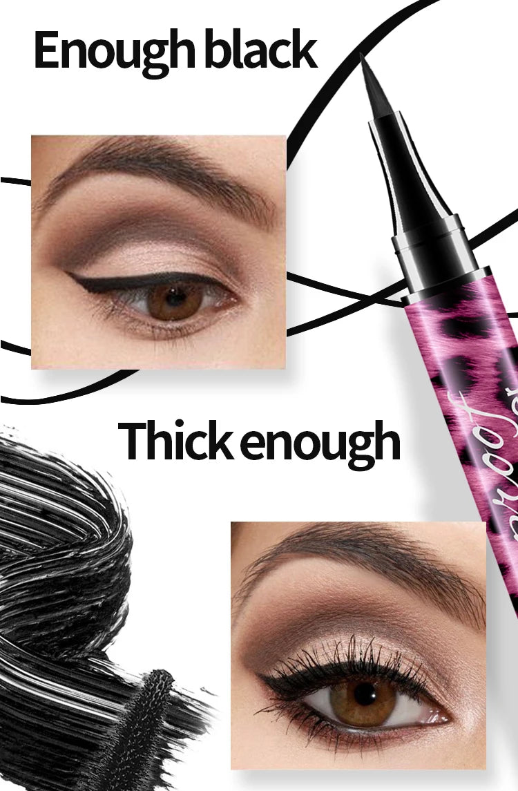 Long Lasting 4D Waterproof Mascara Liquid Eyeliner Pencil Set For Voluminous Curling Lashes And Natural Eyebrow Makeup