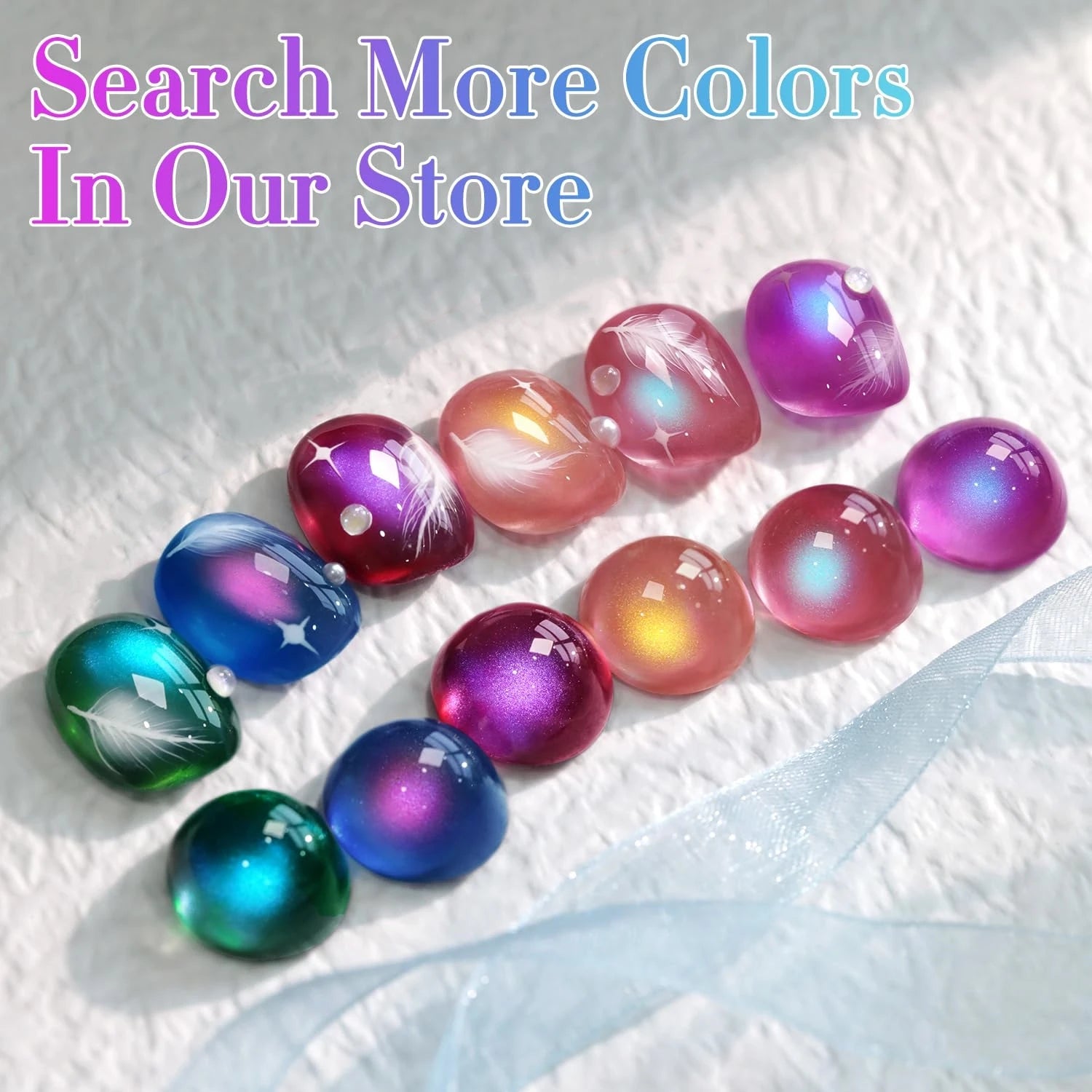 HL Jelly Glass Cat Eye Gel Polish 15MLHolographic Glitter Shimmer Translucent Sheer Color Magnetic Nail Polish Salon DIY at Home