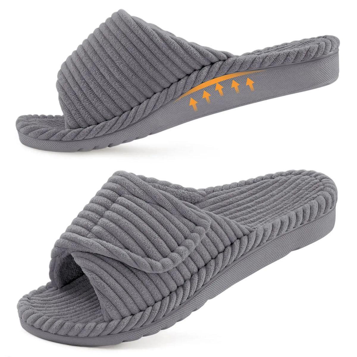 Bebealy Women's Orthopedic Slippers Winter Adjustable Memory Foam Slippers With Arch Support Lady Open Toe Bedroom Houes Slipper