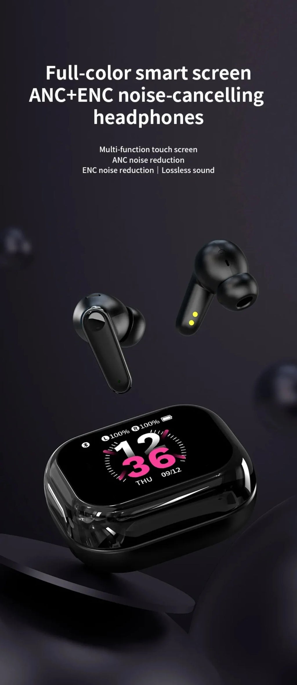 Smart Touch Control Translation Headphones Language Translator Bluetooth Wireless Earphone Noise Cancelling Music Sports Earbuds